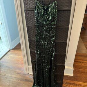 Green Sequin Prom Gown